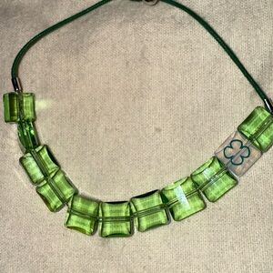 Swarovski 4 leaf clover Green Glass Beaded adjustable bracelet